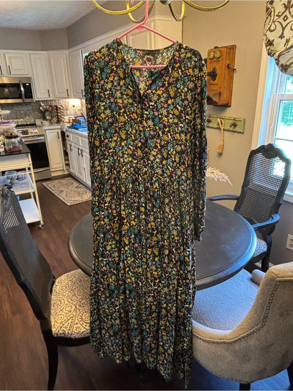 Sanctuary Flowy Black Floral Long Sleeve Maxi Dress